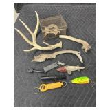 Wooden Lure, Antlers, and other