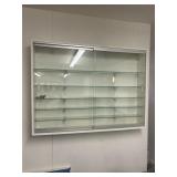 Wood display case with 5 glass shelves and