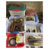 Various tools, drill bits and paint scrapers.