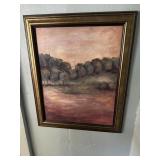 Framed painting of trees