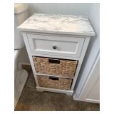 Bathroom cabinet with wicker shelves