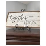 Sign and wrought iron holder