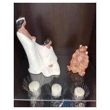 Indian sculpture and bear figurine