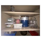 All items on the shelf. Includes pots, glass