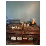 Various decorative items including succulents,