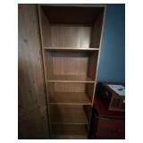 Wooden shelves with 5 shelves. Approximately 6 ft