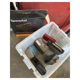 Various items including storage organizer,