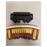 Cast Iron Trolley & Chalk-ware Train Wall Hanger