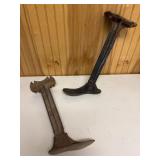 Two Antique Cast Iron Cobbler's Shoe Lasts w/