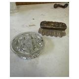Glass Flower Frog & Art Nouveau style silver
