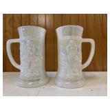 Federal Glass milk glass mugs - White pearl