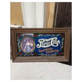 vintage framed Pepsi-Cola advertisement mirror