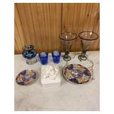 Trinket Box, Glass Candle holders & miscellaneous