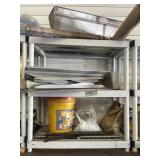 Plastic shelving unit with contents