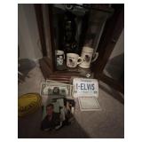 All Elvis items on bottom shelf. Includes 2 Elvis