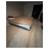 King size mattress, boxed spring and frame.
