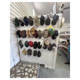 All the hats on the wall.