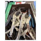 Box of pliers, snippers and  miscellaneous items