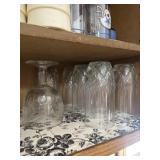 Set of seven pressed glass dinner glasses, and
