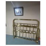 Full gold bed frame with marble accents, and