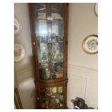 Lighted oak corner curio
