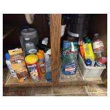 A lot of cleaning supplies