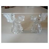 Antique glass angel candle holders