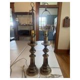 Pair of solid brass antique lamps