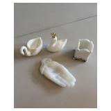 Misc milk glass swan