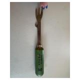 Antique ice pick green wood handle with