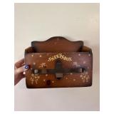Antique wooden tissue box wall hanger