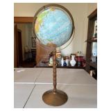 Antique floor globe with wooden stand
