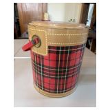 Vintage metal plaid thermos cooler