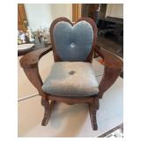 Antique velvet teal/blue childï¿½s heart rocking