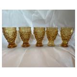 Vintage Amber Hobnail Shot/Cordial Glasses Lot Of