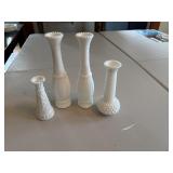 Milk glass vases (set of 4)