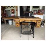 antique Minnesota treadle sewing machine set in a