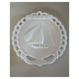 Vintage Westmoreland sailboat glass plate