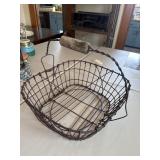 Primitive handmade wire potato basket