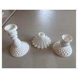 Vintage Milk glass candle holders set of three