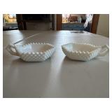 Antique Westmoreland milk glass dishes with