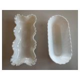 Antique milk glass serving dishes