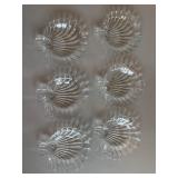 Vintage Set of (6) Clear Glass Scallop Clam Shell