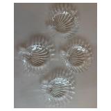Vintage Set of (4) Clear Glass Scallop Clam Shell
