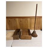 Antique washer and 3 wooden crates.