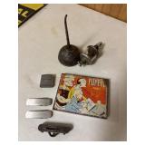 Antique Popeye tin, advertising items and  oil