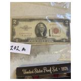 1953 red seal 2$ notes