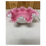 Vintage Fenton peach crest milk glass bowl,