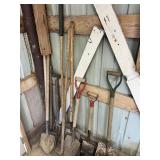 Lot of Shovels, Rake, Fork etc.