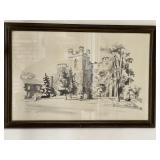 Framed Watercolour of London Courthouse by Sylvia